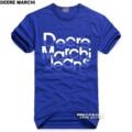 【5折】DEERE MARCHI 莱卡玩味LOGO对半色男士短袖T恤DM332蓝