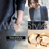 【WearStyle饰品】欧美夸张朋克金色金属亮面宽时尚手镯手环脚环