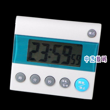 白色黑色 BK-401电子定时器正计时器倒计时器厨房提醒器带时钟