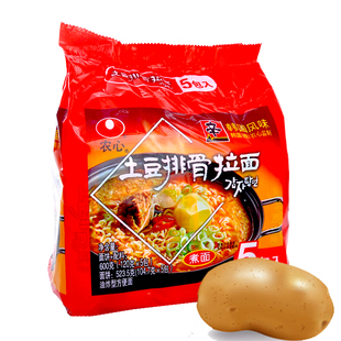  【天猫超市】农心 土豆排骨袋面五连包方便面 120g*5包/袋