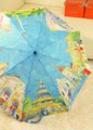 橙子家！TOTES兰色天空八国风景3折叠伞UV紫外线油画自动伞晴雨伞