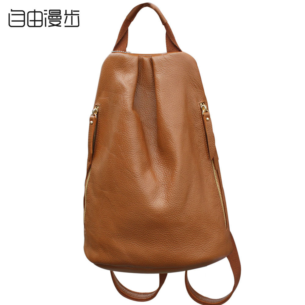 自由漫步 <em>品牌女包真皮</em>双肩包女背包 牛皮旅行
