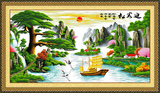 包邮送五福柏尚印花十字绣客厅大画大幅新款迎客松财运版正品专卖