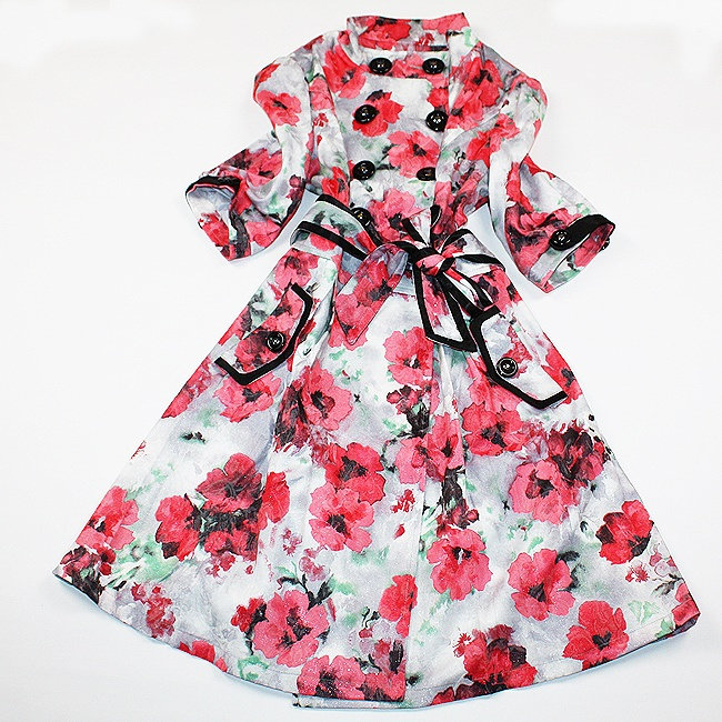爆款特价秒杀2012女装新品<span class=H>Max</span> <span class=H>mara</span>修身大花朵双排扣长款风衣大衣