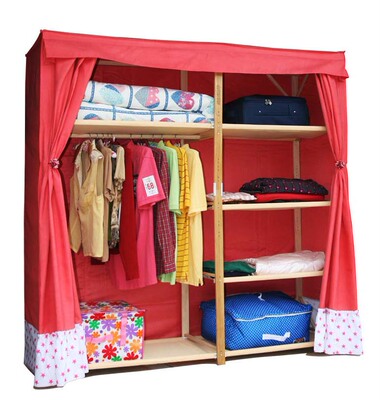 促销特大号180韩式简易衣柜 双人组合实木质可水洗牛津布防潮衣橱