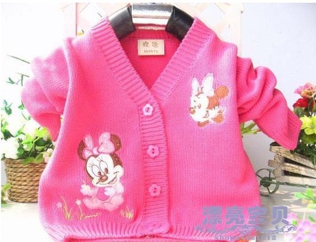 <em>婴儿</em>宝宝<em>开衫</em>2012新品卡通米奇<em>女宝宝</em>毛衣外