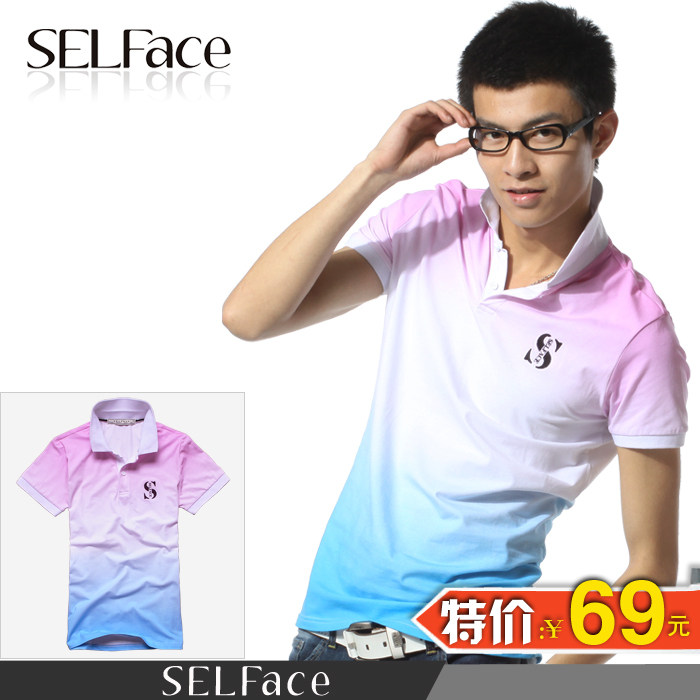 炫风服饰 2011夏新款 三色渐变色撞色条纹男士翻领POLO衫 男 价格:118.00