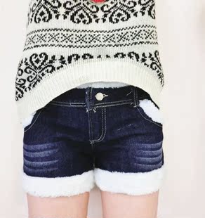 淘宝网柔柔家韩版<em>秋冬装</em>打底毛毛边<em>牛仔短裤</em>大