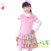 2011春装/优雅粉红兔绒三褶收腰韩版女童连衣裙/品牌童装