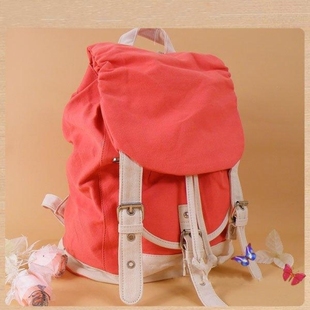  特价新款日系可爱双肩包女式帆布背包韩版学生书包 素色旅行包