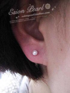  【益生生】促销款3mm925银正圆无暇强光真天然珍珠耳钉耳环满就送