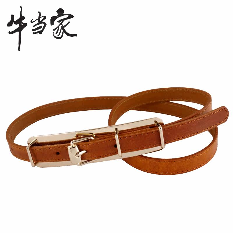 牛当家 女士真皮腰饰头层牛皮女式细皮带 韩版秋冬裙细腰带百搭款