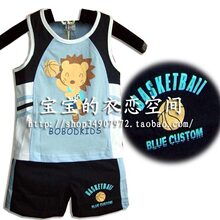 特价童装 波波龙夏装男童狮子背心两件套 宝宝工字背心+短裤
