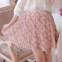2012夏装新款女装田园雪纺百褶裙子蓬蓬裙碎花打底短裙半身裙