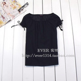春夏装新品2011韩版女式短袖纯棉衬衫小衬衣娃娃衫藏蓝色特价秒杀