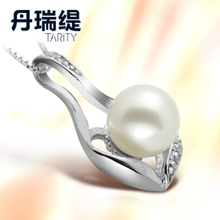  丹瑞缇珠宝 正圆无暇 白色天然珍珠吊坠项链 女 正品 925 纯银