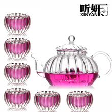 耐热玻璃茶具套装 花草茶具7件组 花茶壶 茶杯 特价