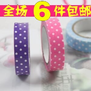 AQ2575 冲金冠包邮 韩版布艺田园风多用 多功能布 浪漫圆点胶带