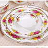 骨瓷铂金玫瑰餐具套装圆形盘碗配件景德镇陶瓷器花蓉件用散件