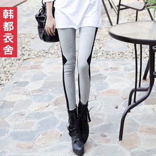  韩国青年女装春装新款正品牌代购高中学生拼接修身显瘦打底裤