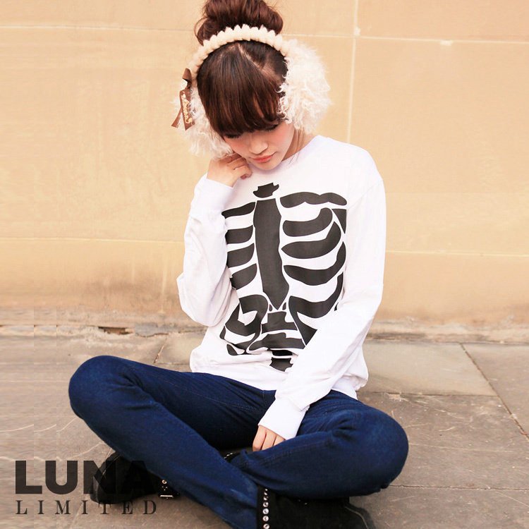 特【LUNA LIMITED】潮人牌 百搭骷髅瘦身 长袖卫衣 WY00226@