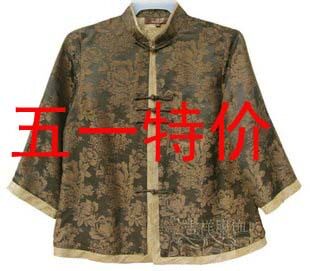 100%真丝香云纱八分袖中老年服饰唐装上衣4003 春夏装