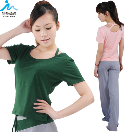 吊带短袖挂脖瑜伽服套装春夏舞蹈服女休闲运动