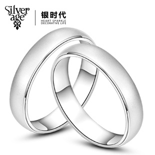  银时代戒指925纯银饰品 女 情侣对戒 男 平平淡淡