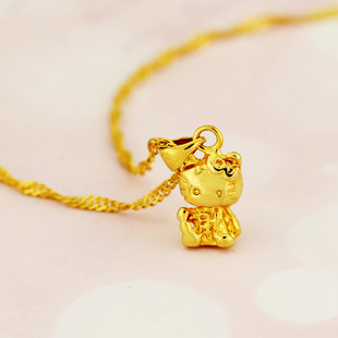 右米 Hello Kitty凯蒂猫镀黄金项链女 短款 锁骨 结婚 情人节礼物