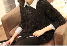 Lazy Lady 韩国代购款 满件璀璨小亮片拉丝毛衣 现货