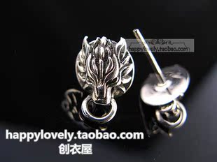  925纯银饰品 男士正品进口泰银ff7 最终幻想7克劳德徽章云狼耳钉