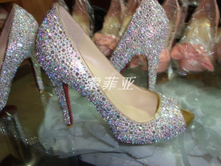 CaBuLa夏欧美真皮paris手工烫彩钻凉鞋红底鞋宴会款鱼嘴婚鞋 CaBuLa夏欧美真皮paris手工烫彩钻凉鞋红底鞋宴会款鱼嘴婚鞋