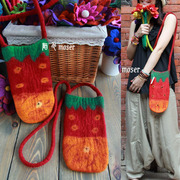 大萌物 西瓜草莓包 森女系 尼泊尔羊毛毡手工斜挎包 可爱儿童包