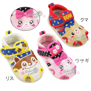  出口日本原单宝宝学步鞋卡通造型胶底包头凉鞋 男女儿童叫叫鞋