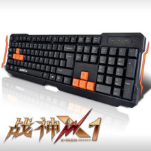 Ajazz 黑爵 战神X1 USB有线键盘 战神X型人体工学游戏键盘