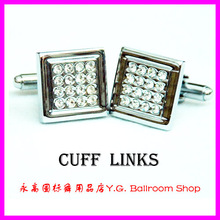Cuff Links银钻方块袖扣 男衬衣衬衫 摩登舞服装正装上衣配件