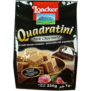  【天猫超市】意大利进口零食品莱家/Loacker黑巧克力味威化饼250g