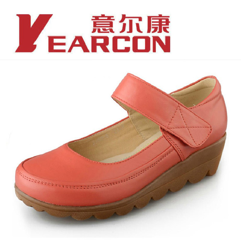 2012秋款意爾康女鞋正品休閑皮鞋單鞋坡跟媽媽鞋女士鞋子 女