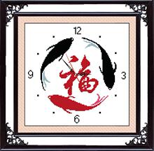 简单餐厅十字绣包邮的正品专卖客厅新款钟表系列套件年年有余鱼福
