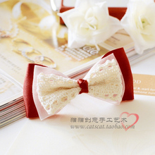 新年韩国正品 甜美蕾丝蝴蝶结发饰头饰发夹发圈发绳 边夹缎带M114