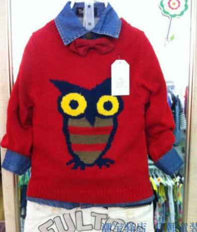 童装<em>毛衣</em> 男童毛衫开衫女童针织衫 儿童<em>猫头鹰</em>