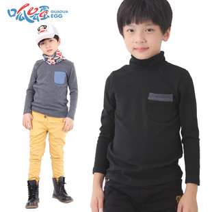  男童拼接高领打底衫 打底衣 儿童内衣 长袖T恤中大童装 冬装
