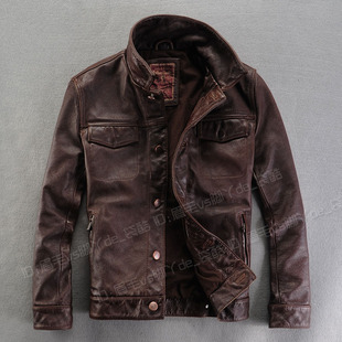 2012 new style men's leather thick old Delta short cowhide leather men s leather jacket