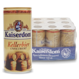  德国原装进口啤酒 凯撒原浆窖藏啤酒1LX12听 区域包邮