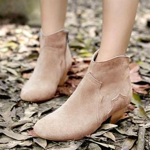  春秋欧美真皮粗跟中跟短靴及踝靴马丁靴骑士靴女靴四季靴裸靴