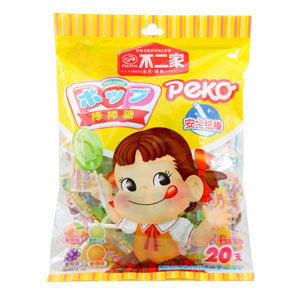  不二家 20支装果味棒棒糖 香橙味/哈密瓜味/葡萄味和密桃味 125g