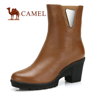  camel 骆驼 时尚休闲女靴 保暖绒毛内里 舒适 秋冬新品