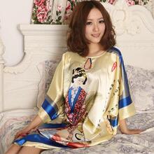 2010新款春装 韩版长款可爱睡衣 仿真丝睡裙长袖 时尚家居服女 大