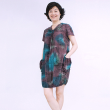 千百怡恋2012夏季妈妈装新款中老年夏装女装中年大码长款连衣裙子