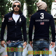 2012 男士欧美名品 国旗绣花大马标拉链卫衣/外套内设实物